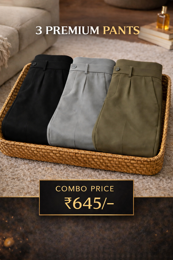 Combo Set 3 Premium Linen Trousers for Men (Combo of 3)
