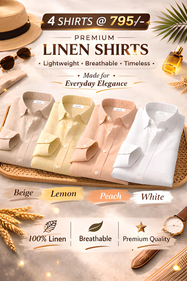 Combo Set 4 Linen Shirts Combo Pack (4 Shirts)
