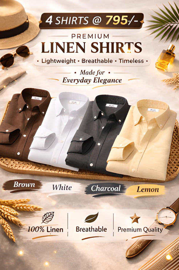 Combo Set 4 Linen Shirts Combo Pack (4 Shirts)